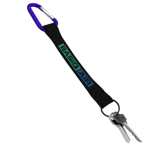 3/4" Sewn Polyester Keychain w/Metal Split Ring & Carabiner