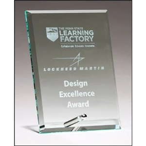 Clear Glass Award with Silver Plated Post