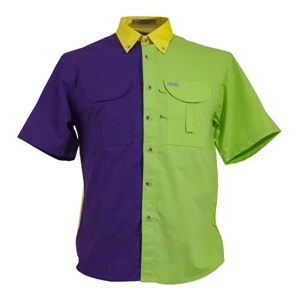 Mardi Gras Men's Fishing Shirt Short Sleeves