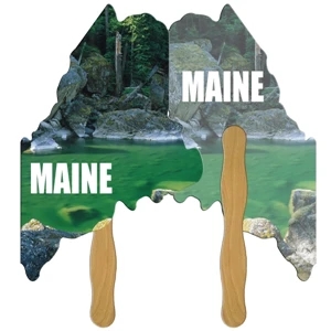 Maine State Digital Econo Stock Shaped Fan w/ Wooden Stick (