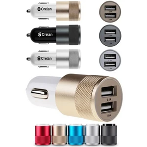 Universal Aluminum Dual USB Port Car Charger - Powerful 2.1A