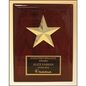 Gold Star Casting on Rosewood Piano Finish Plaque 6x8