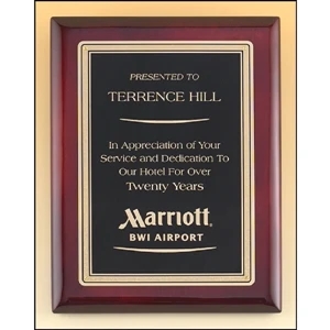 Rosewood Piano Finish Plaque with Black Brass Plate