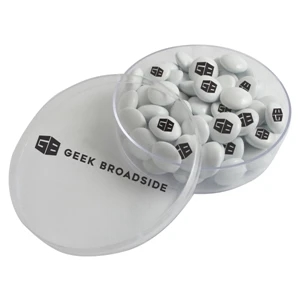 Small Round Acrylic Filled with Imprinted Chocolate Buttons