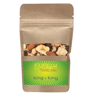 Resealable Kraft Window Pouch With Energy Trail Mix