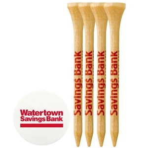 Golf Tees Pack With Wood Tees and Ball Marker