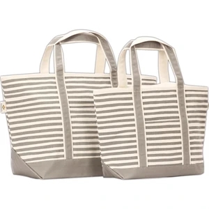 Ventura Tote Large Size 18 Oz Stripe Canvas Shoulder Handbag