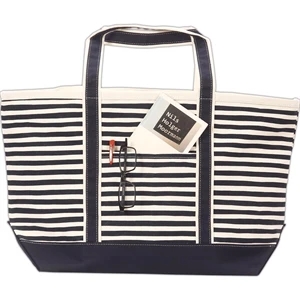Ventura Tote Medium Size 18 Oz Stripe Canvas Handbag