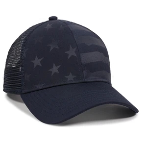 Debossed American Flag 6 Panel Mesh Back Cap