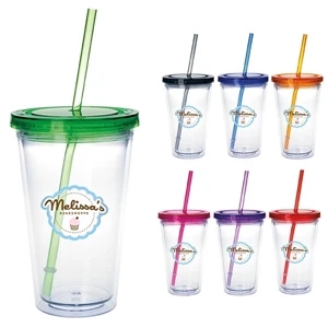 Clear Tumbler with Colored Lid - 18 oz.