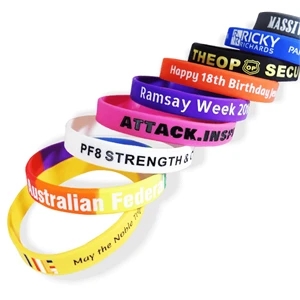 Silicone Wristband 1/2" ink filled Debossed w/ Color fill