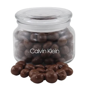 Chocolate Covered Peanuts in a Glass Jar with Lid