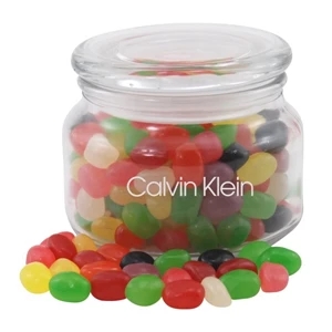 Jelly Beans Candy in a Glass Jar with Lid
