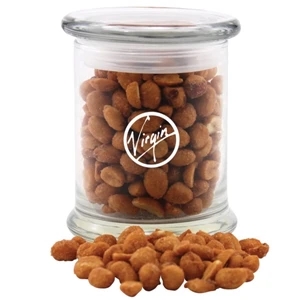Honey Roasted Peanuts in a Large Round Glass Jar with Lid