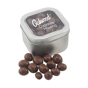 Large Tin with Window Lid and Chocolate Covered Peanuts