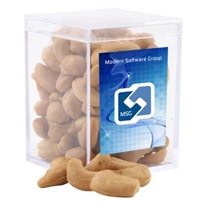Cashews in a Clear Acrylic Square Box