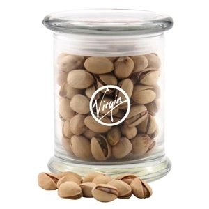 Pistachios in a Large Round Glass Jar with Lid