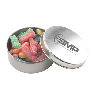 Large Round Metal Tin with Lid and Sour Kids