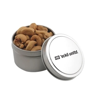 Round Metal Tin with Lid and Cashews