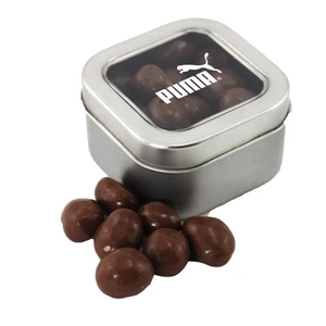 Tin with Window Lid and Chocolate Covered Peanuts