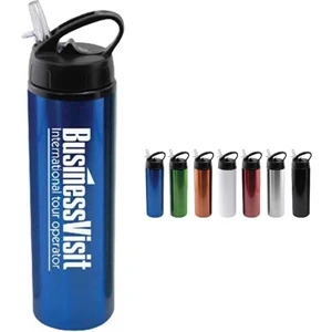 24 oz Aluminum Water Bottle with Sports Sipper Flip Straw