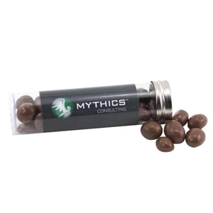 5 " Plastic Tube with Metal Cap-Chocolate Covered Peanuts