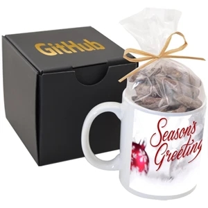 Premium Gift Box with Full Color Mug & Chocolate Pretzels