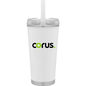 Custom Logo 16.9 oz Brooklyn Stainless Insulated Travel Tumbler w/Straw