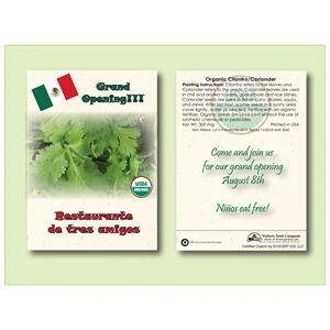 Organic Cilantro/Coriander Herb Seed Packet 3.25" x 4.5"