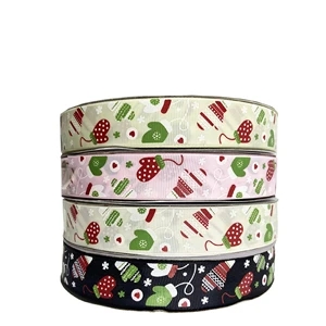 100 yards 2.5cm thread with Christmas gloves printed ribbon