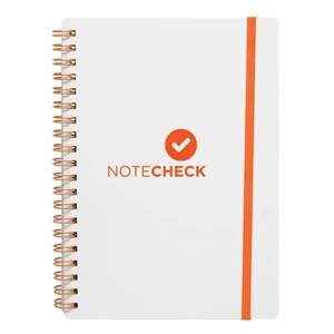 White Spiral Notebook w/ Elastic Band (1 Color)