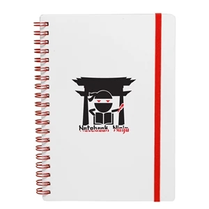 White Spiral Notebook w/ Elastic Band (2 Color)