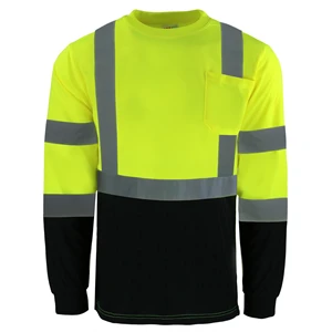 Safety Brite Hi Vis Class 3 LS Black Bottom T-Shirt
