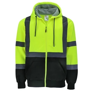 Safety Brite High Visibility Hooded Zip-Up Sweatshirt