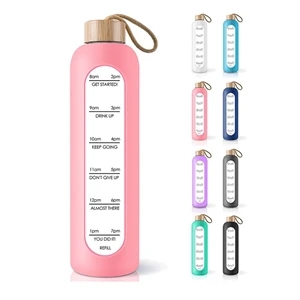 32oz Glass Water Bottle with Time Marker