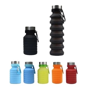 18 Oz Collapsible Bpa Free Silicone Water Bottle