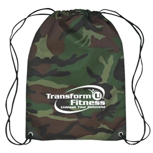 Budget Custom Simply Camo Drawstring Tote Bag