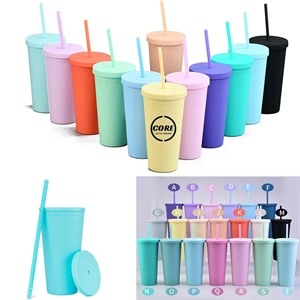 16 Oz Acrylic Tumbler With Lids And Straws