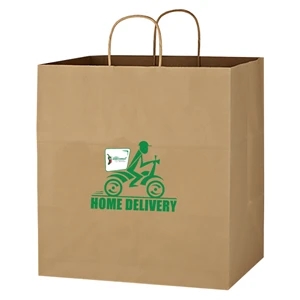 Budget Custom Kraft Paper Brown Shopping Bags - 14-x-15