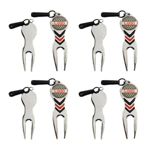 Custom Metal Golf Flip Divot Tool Magnetic Marker Keyring