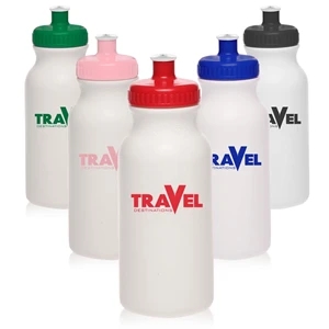 20 oz. White Water Bottle with Push Cap