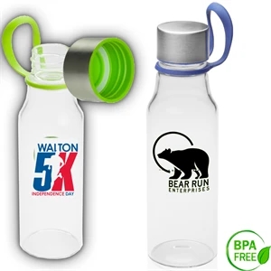 17 oz BPA free Glass Water Bottle with Rubber Carrying Strap