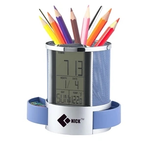 Multifunction Desk Clock with Pen Cup