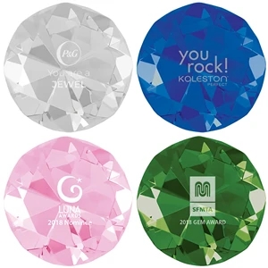 CRYSTAL SPARKLING DIAMOND AWARD / PAPERWEIGHT - 3" DIAMETER