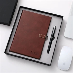 Hardcover Leather A5 Notebook With Deluxe Pen Gift Box