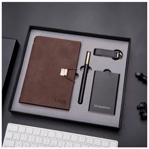 4PC Hardcover Leather A5 Notebook With Deluxe Pen Gift Box