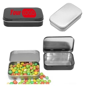 Custom Logo Economic Rectangular Metal Hinged Tin Box