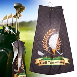 12"x 20" Sublimated Microfiber Velour Golf Towel w/ Grommet