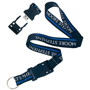 Dye-Sublimated Detachable 3/4" Lanyard w/ USB Flash Drive