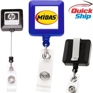 Quick Ship Full Color Square Badge Reel with Belt Clip